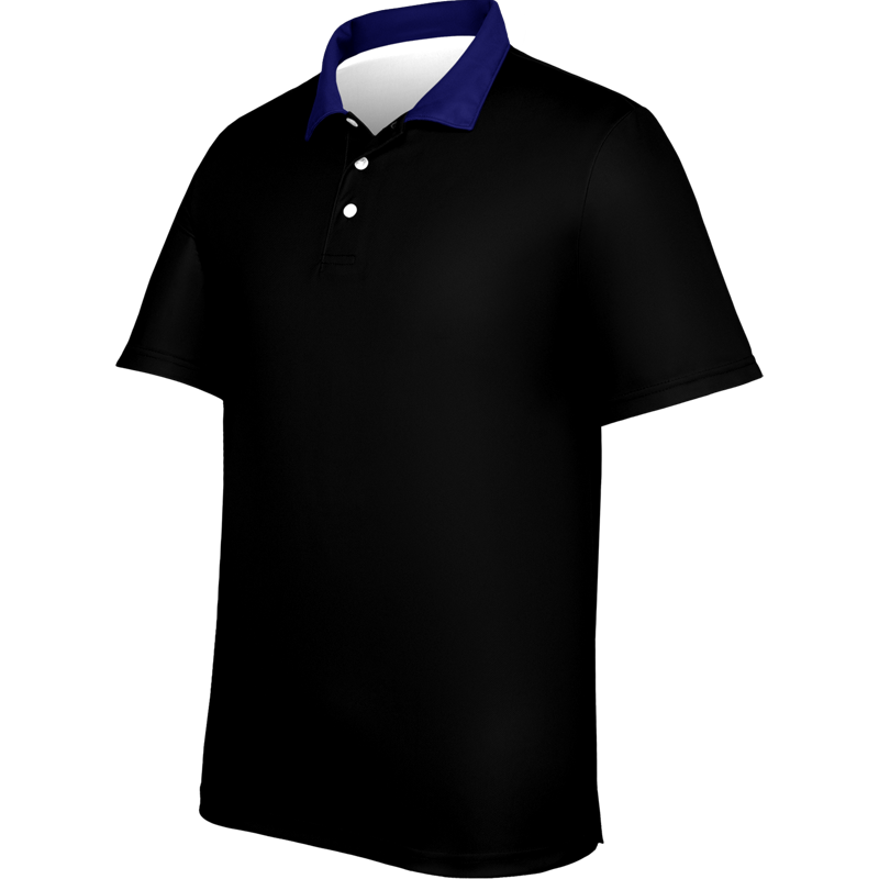 Black Polo Shirt With Matching Blue Collar
