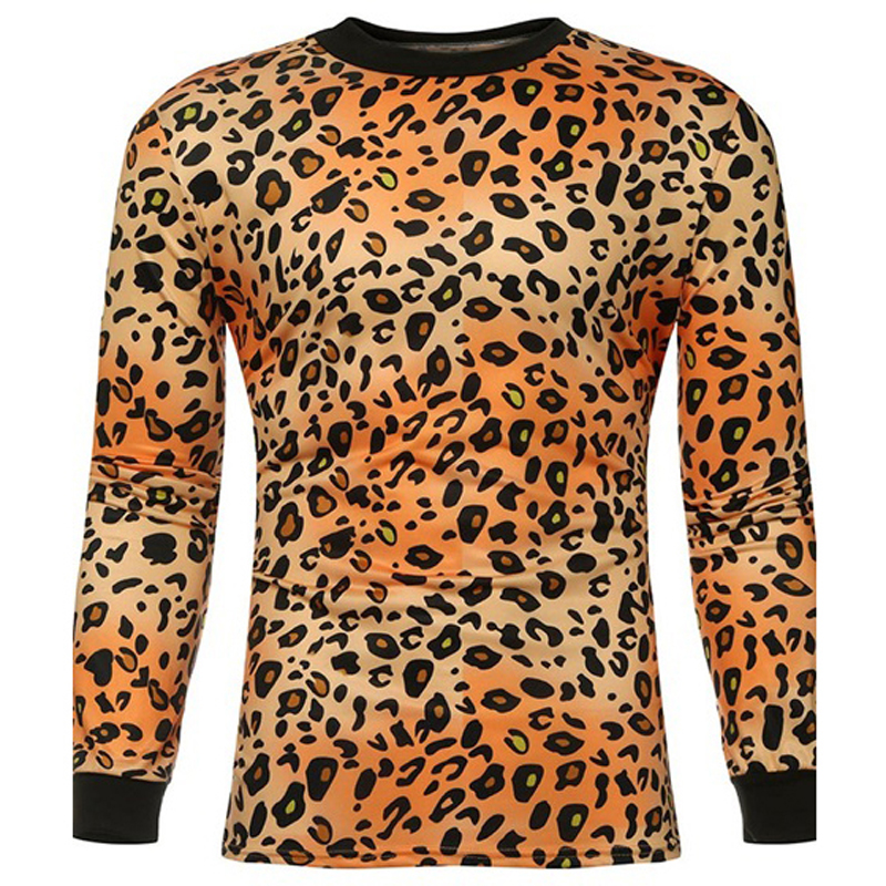 White & Black Leopard Print Full Sleeve T-Shirt